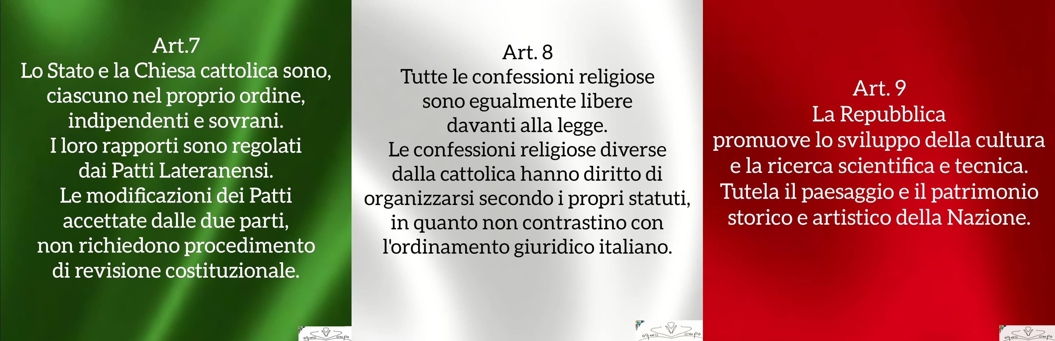Festa della Repubblica - Bandiera italiana - Articoli Costituzione 7-9